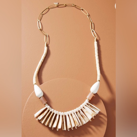 Shell Resin Bead Fan Pendant Necklace from Anthropologie - Picture 1 of 5